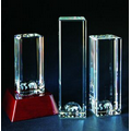 8" World Tower Optical Crystal Award w/ Half Globe Bottom